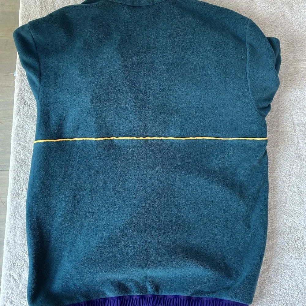 ADIDAS Men Polar‎ Fleece Pullover Medium 1/4 Zip Jacket Teal Green Purple Orange